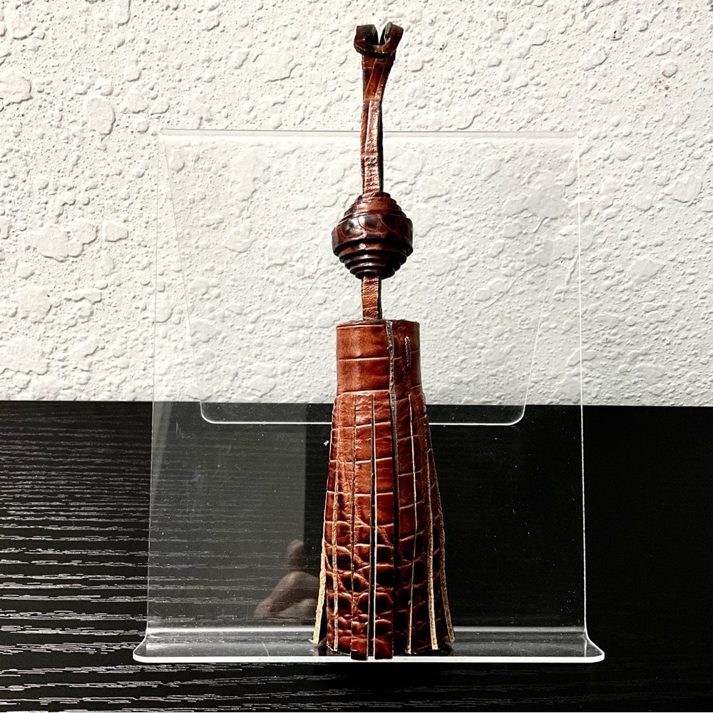 Brahmin Large Fat Tassel Purse Charm PECAN MELBOURNE Leather NWOT